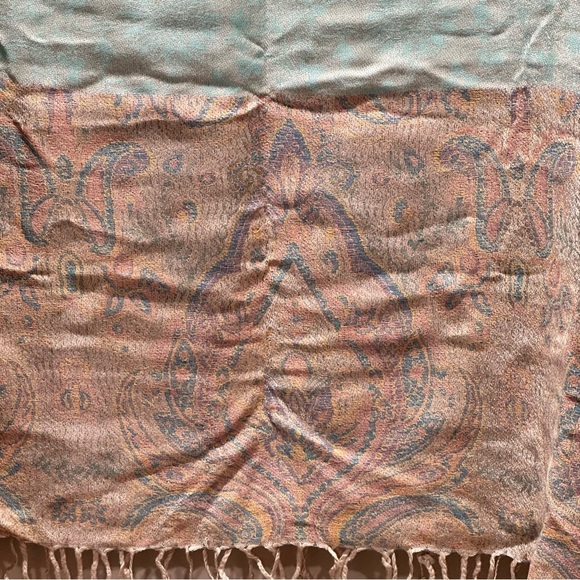 Elegant Shawl in Light Mint & Cream - Versatile Wrap, Scarf, or Veil, Soft Rayon - Picture 12 of 16